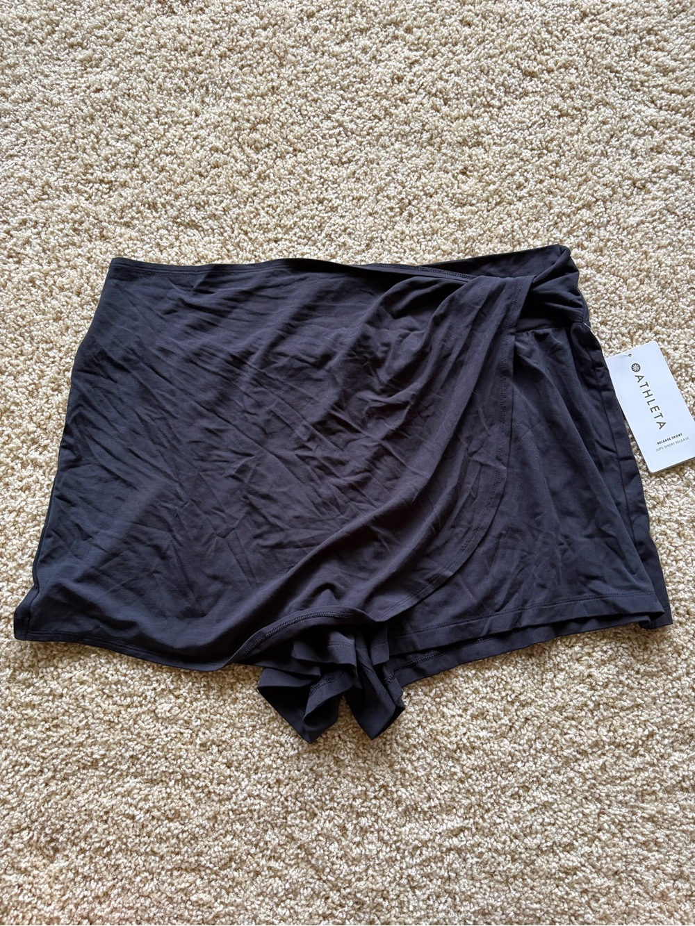 NWT Athleta Release Skort XL Black Draped Wrap Front Tencel Modal Athletic Short